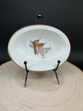 Vintage Lefton China 6124 Soap Dish Butterflies Gold Trim Porcelain Japan
